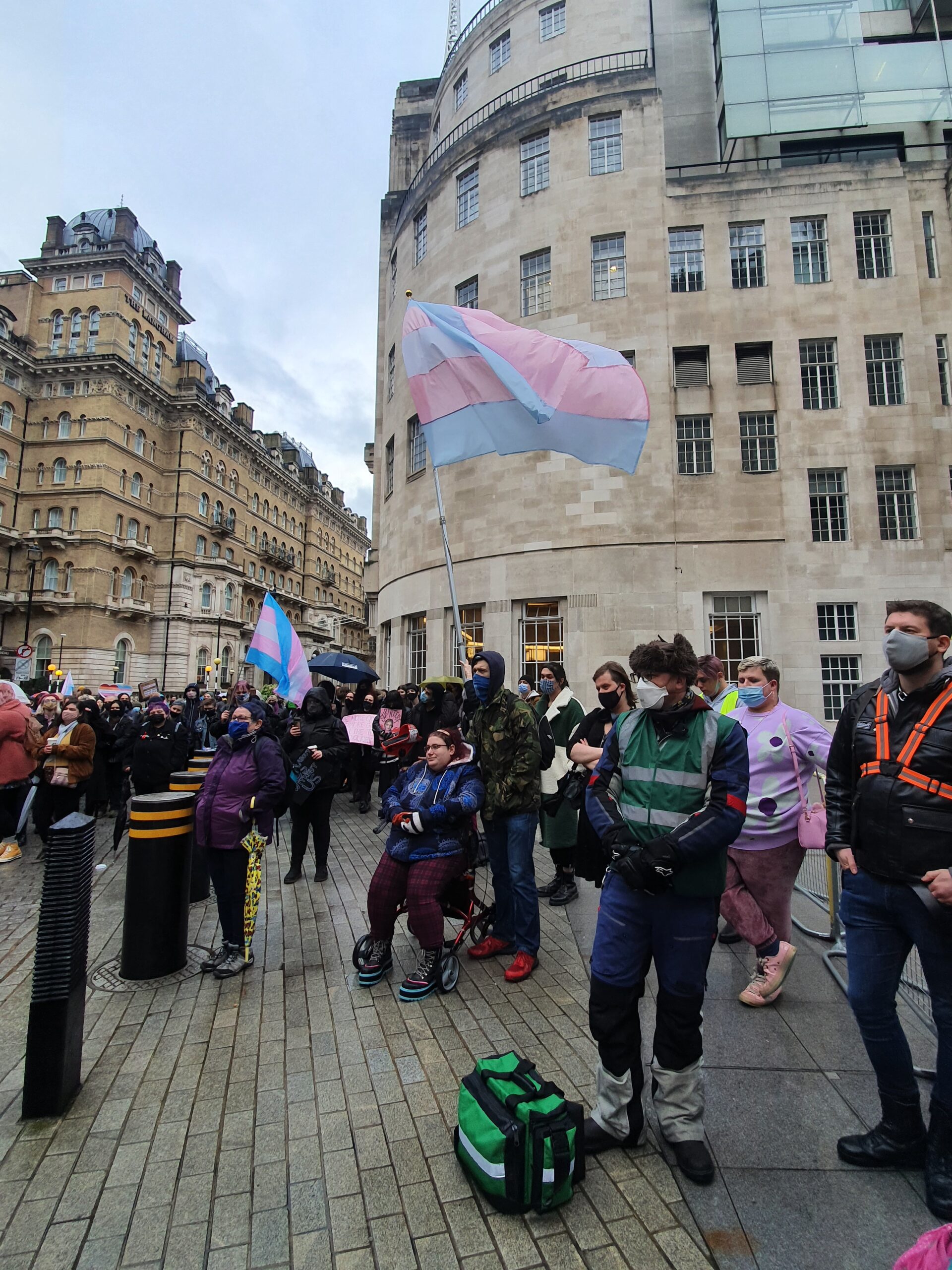 “Fuck the BBC” – Trans people protest the BBC in London (speeches and coverage round up)