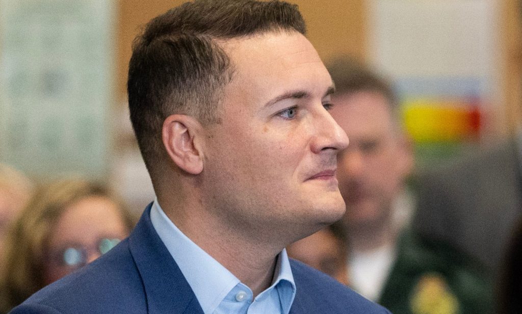 A side profile of Wes Streeting pictured at a government event.